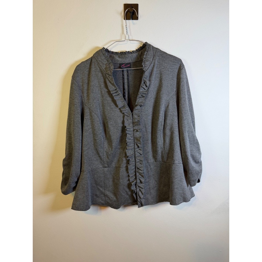 Torrid Womens Blazer Ruffle Trim Gray Size 2